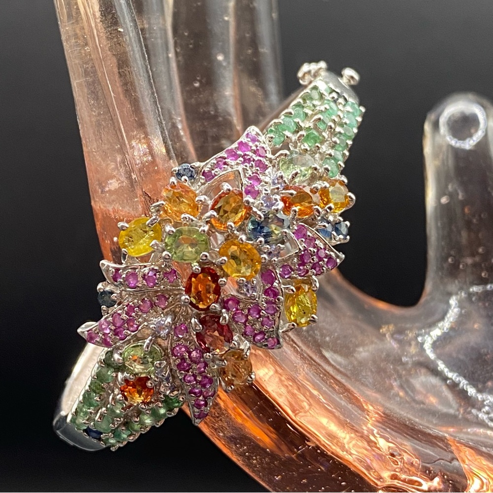 Genuine Multi-Gemstone Bangle Bracelet - image 6